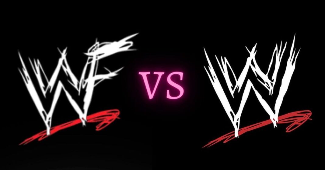 WWF vs WWE logo comparison highlighting brand evolution and famous wrestling superstars